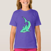 T-shirt dessin souriant requin menthe bleu vert océan anim (Devant)