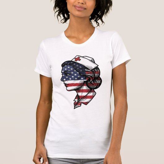 T-shirt Dessin vectoriel de profil d'infirmière avec drape (Devant)