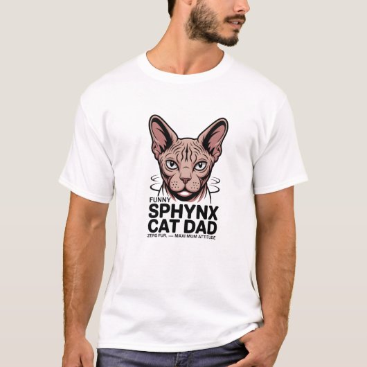 T-shirt Dessin vectoriel drôle de papa chat Sphynx (Devant)
