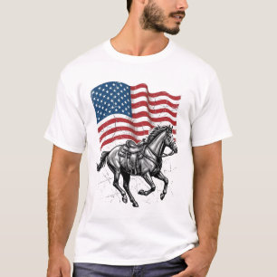 T-shirt Dessin vectoriel occidental de drapeau de cheval p
