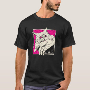 T-shirt Dessin vintage drôle de morsure de chat pour maman