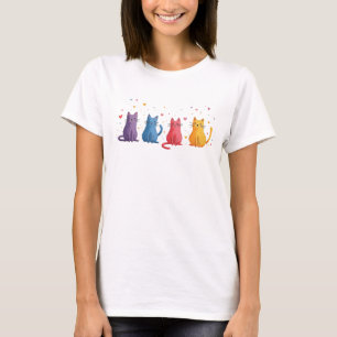 T-shirt Dessins Animés de Chats Colorés
