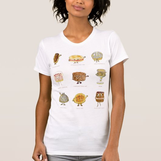 T-shirt Dessins animés mignons de cuisson de gâteaux (Devant)