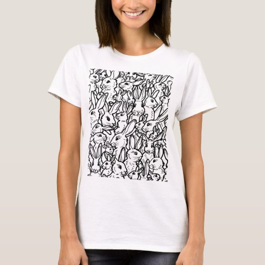 T-shirt Dessins de lapin Art noir et blanc Design lapin (Devant)