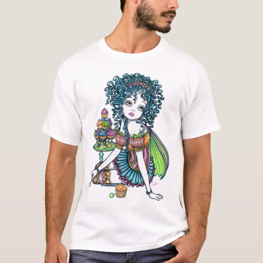 T-shirt Dessus d'art de gâteau de tasse féerique de (Devant)