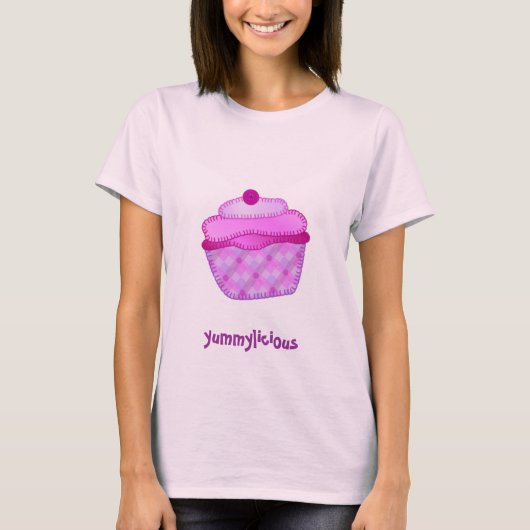 T-shirt Dessus de dames d'Applique de petit gâteau - mauve (Devant)