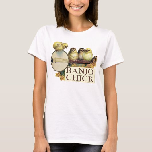 T-shirt Dessus de spaghetti de dames de poussin de banjo (Devant)
