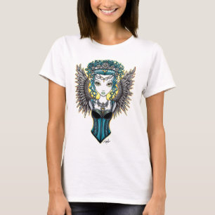 T-shirt Dessus gothique d'art d'ange gardien de couture de