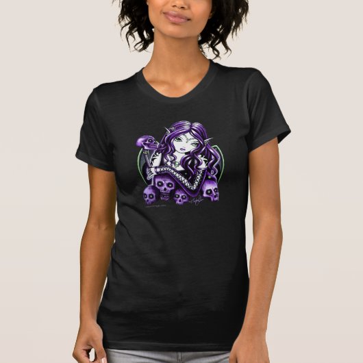 T-shirt Dessus pourpre de fée de crâne de belladone (Devant)