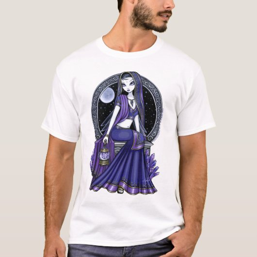 T-shirt Dessus pourpre de fée de Sari de lune de "Kami" (Devant)