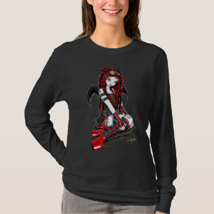 T-shirt Dessus rouge "cramoisi" d'ange de Goth de Cyber de