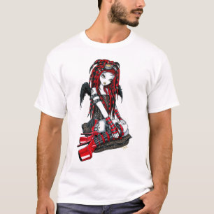 T-shirt Dessus rouge "cramoisi" d'ange de Goth de Cyber de