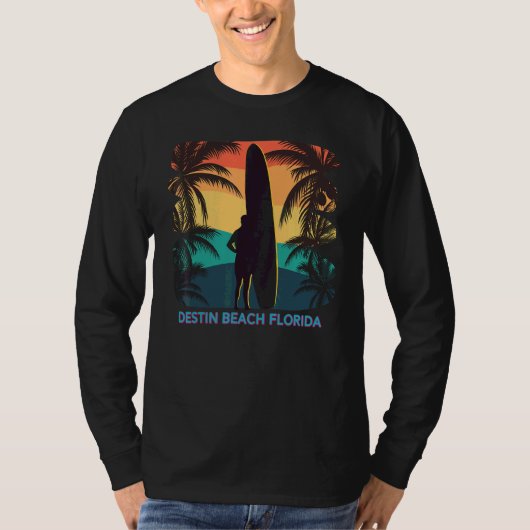 T-shirt Destin Beach Floride Palm Tree Surfer Surfer Su (Devant)