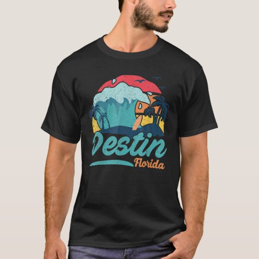 T-shirt Destin Plage Florida Summer Surf Sun Set Palm T (Devant)