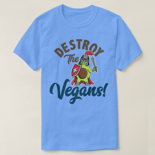 T-shirt Destroy The Vegans, Funny Vegetarian, Fresh Avocad (Design devant)