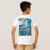 T-shirt Détails de l'aquarelle bleu octopus (Dos entier)