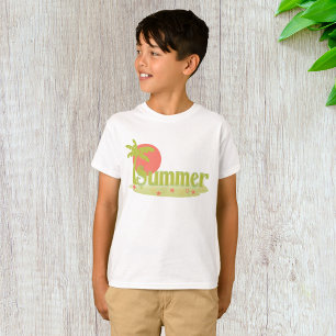 T-Shirt D'Été Plage Soleil Et Arbre