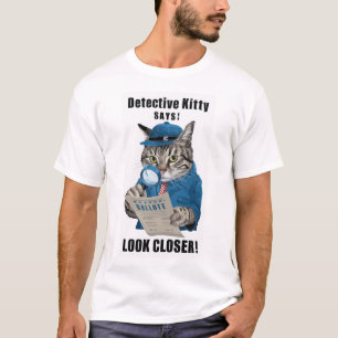 T-shirt Detective Cat Illustration