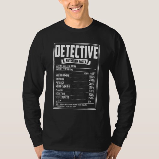 T-shirt Détective de la valeur nutritive (Devant)