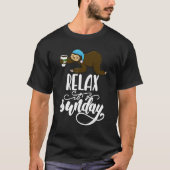 T-shirt Détendez-Vous Son Dimanche Tête Sleepy Lazy Sloth (Devant)