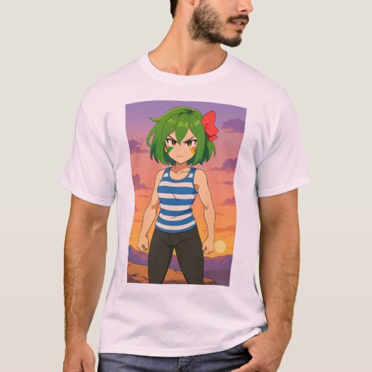 T-shirt Determined Sunset Warrior – Anime Girl Art (Devant)