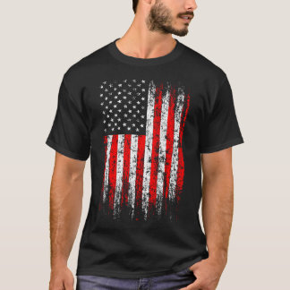 T-shirt Détresse Drapeau Américain Femmes Hommes Noir USA