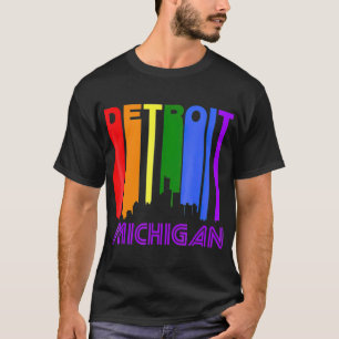 T-shirt Detroit Michigan LGBTQ Gay pride Rainbow Skyline T