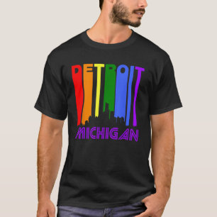 T-shirt Detroit Michigan LGBTQ Gay pride Rainbow Skyline T