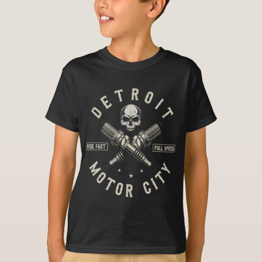 T-shirt Détroit Michigan Motor City Spark Plug Ailes Ride (Devant)