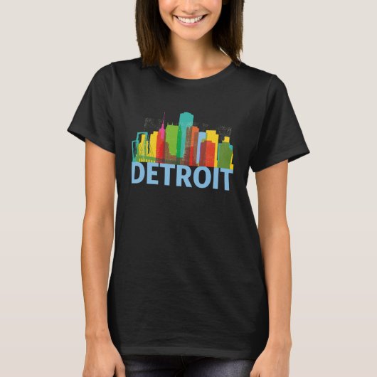 T-shirt Detroit Michigan USA Skyline Silhouette Outline Sk (Devant)