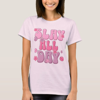T-shirt “Détrôner toute la journée” Tee Graphique Rose – M