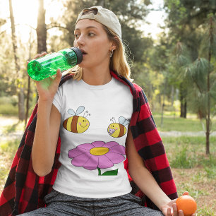 T-shirt Deux Abeilles Et Une Fleur Femme