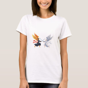 T-shirt Deux anges avec une grande épée avec des ailes ouv