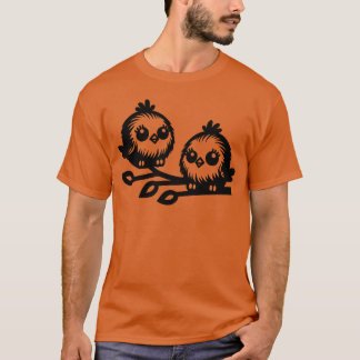T-shirt Deux Beaux Petits Oiseaux Dans Le Style Cartoon am