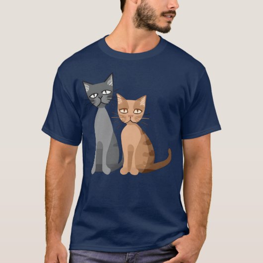 T-shirt Deux chats amusants (Devant)
