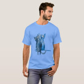 T-shirt Deux chats bleus vintages (Devant entier)