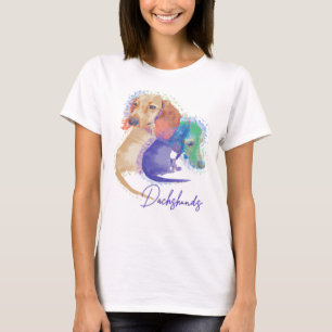 T-shirt Deux Chiens Dachshund Aquarelle femme