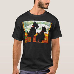 T-shirt Deux Chiens écossais à Noël