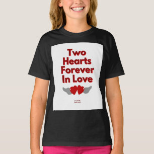 T-shirt Deux Coeurs Pour Toujours En Amour Filles T Noir C