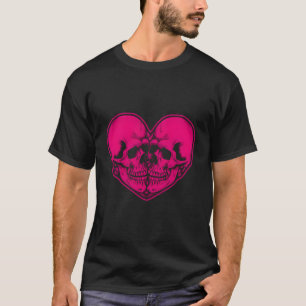 T-shirt Deux Crânes Font De La Forme D'Un Coeur Déplaisant