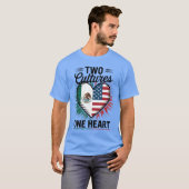 T-shirt Deux cultures un cœur Drapeau Meican Drapeau améri (Devant entier)