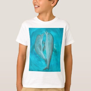 T-shirt Deux dauphins jouant sauvage et libre dans l'océan
