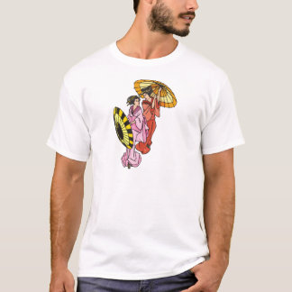 T-shirt Deux Femmes Avec Des Parapluies