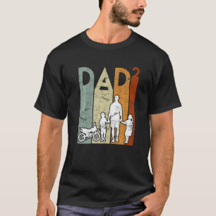 T-shirt Deux Fois Papa Motorcycle Père Papa 2 Enfants Père