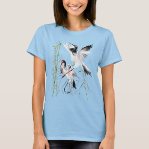 T-shirt Deux grues dans des chemises en bambou