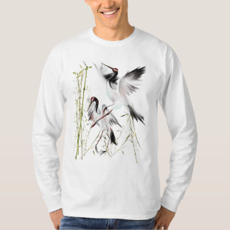 T-shirt Deux grues dans des chemises en bambou