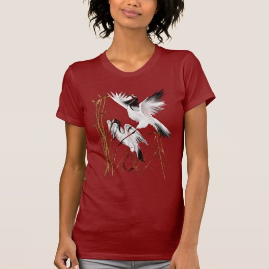 T-shirt Deux grues dans des chemises en bambou (Devant)