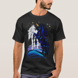 T-shirt Deux licornes et chemises de vagues