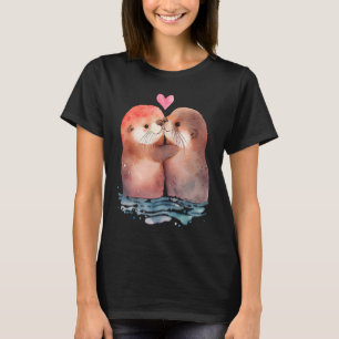 T-shirt Deux loutres d'amour dans le coeur amoureux Saint 