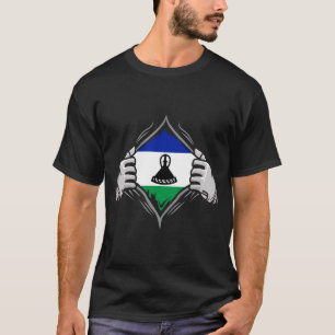 T-shirt Deux mains déchirant le drapeau du Lesotho